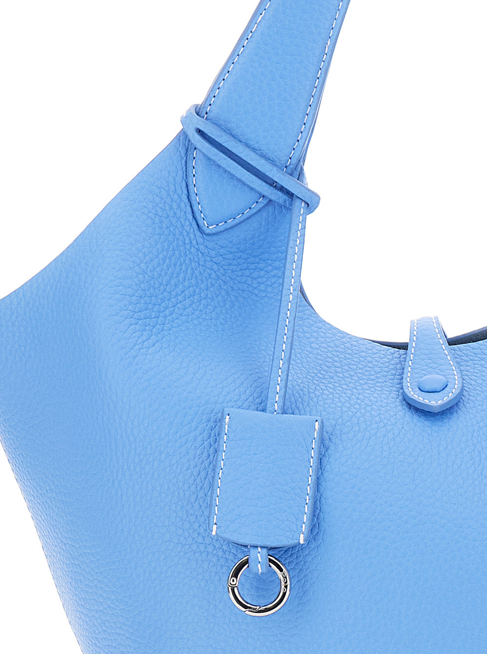 Play Medium Light Blue Handbag with Lock on the Front and Pony Detail in Leather for Women Cow Hand Bags