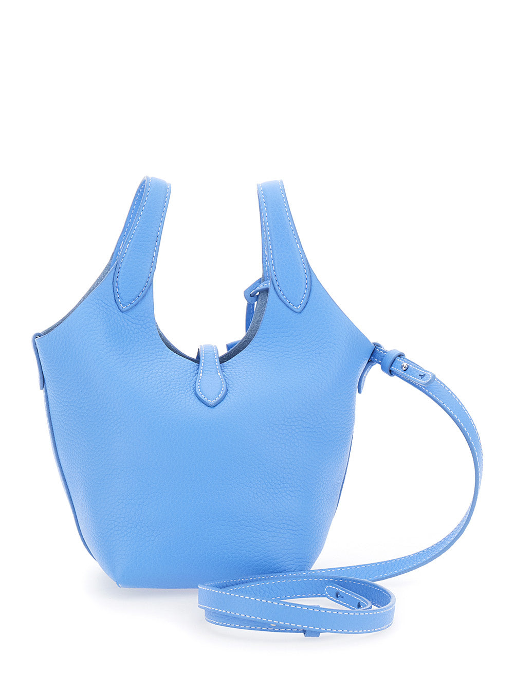Play Light Blue Handbag With Logo Imprinted On The Front Leather Woman Cow Hand Bags