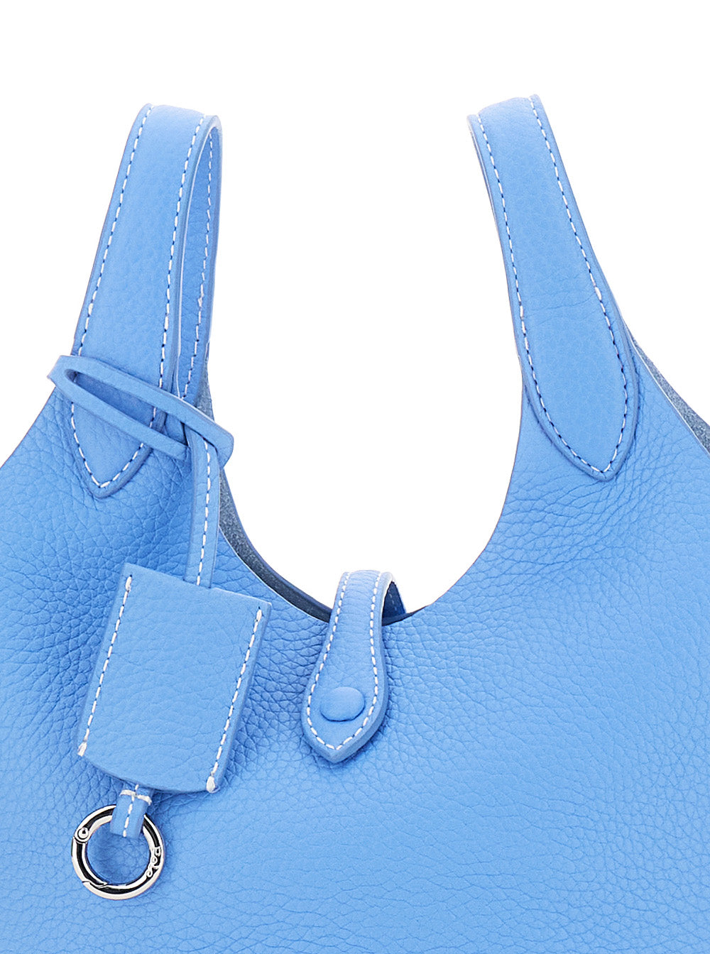 Play Light Blue Handbag With Logo Imprinted On The Front Leather Woman Cow Hand Bags