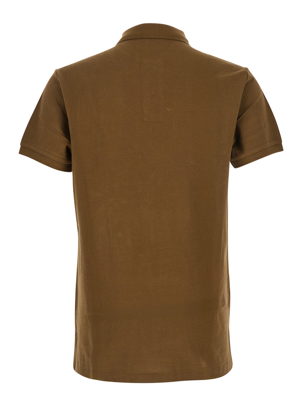Brown Mens Slim Fit Polo with Classic Collar and Pony Embroidery on the Front Cotton Tshirts Shirts