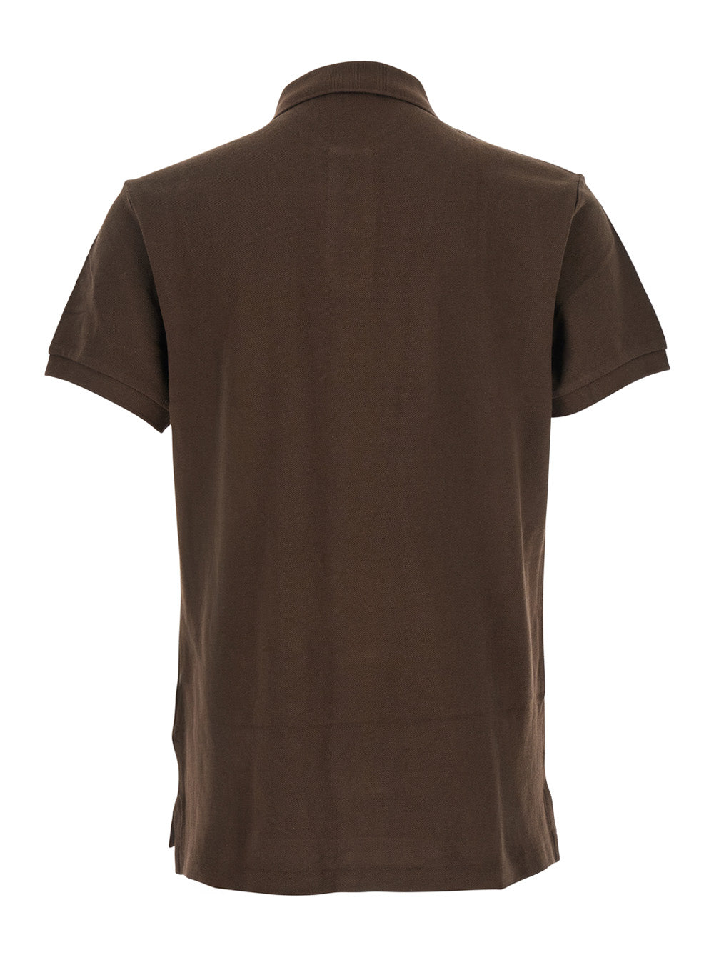 Brown Slim Fit Mesh Polo Shirt With Collar And Short Sleeves For Men Cotton Tshirts