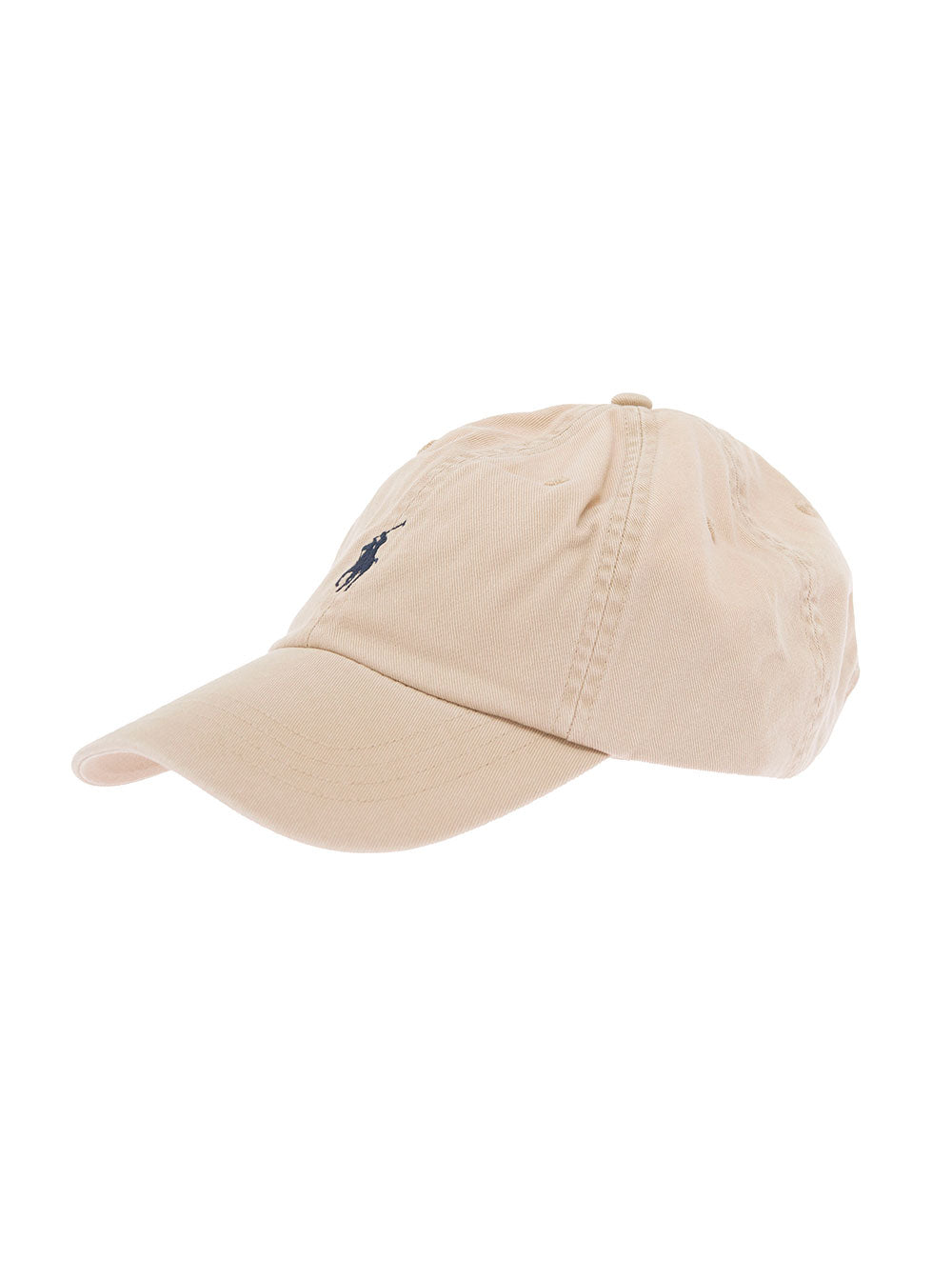 Beige Baseball Cap With Embroidered Pony Logo On The Front Cotton For Men Hats And Gloves