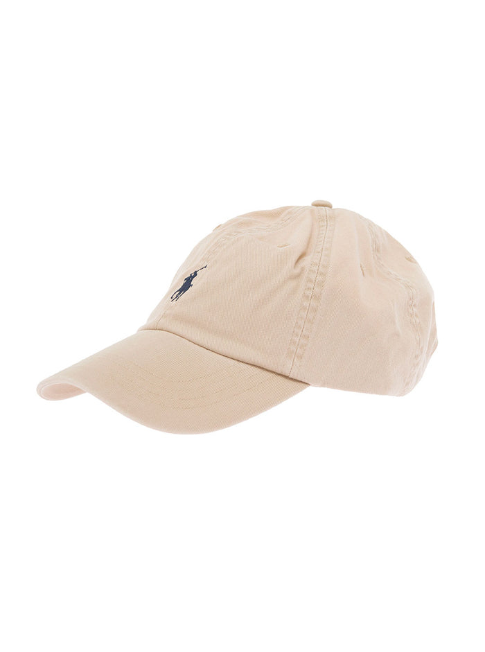 Beige Baseball Cap With Embroidered Pony Logo On The Front Cotton For Men Hats And Gloves