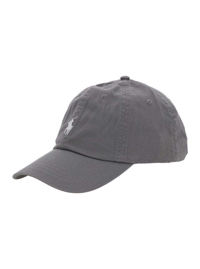 Grey Baseball Cap With Pony On The Front And Logo Lettering Back Cotton Men Hats Gloves