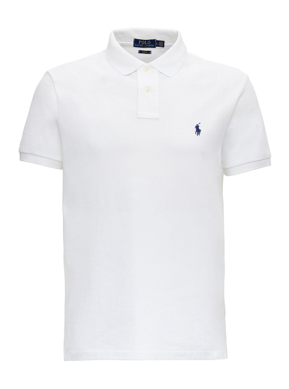 Slim Fit White Polo Shirt with Classic Collar and Pony Embroidery on the Front in Cotton for Men Tshirts