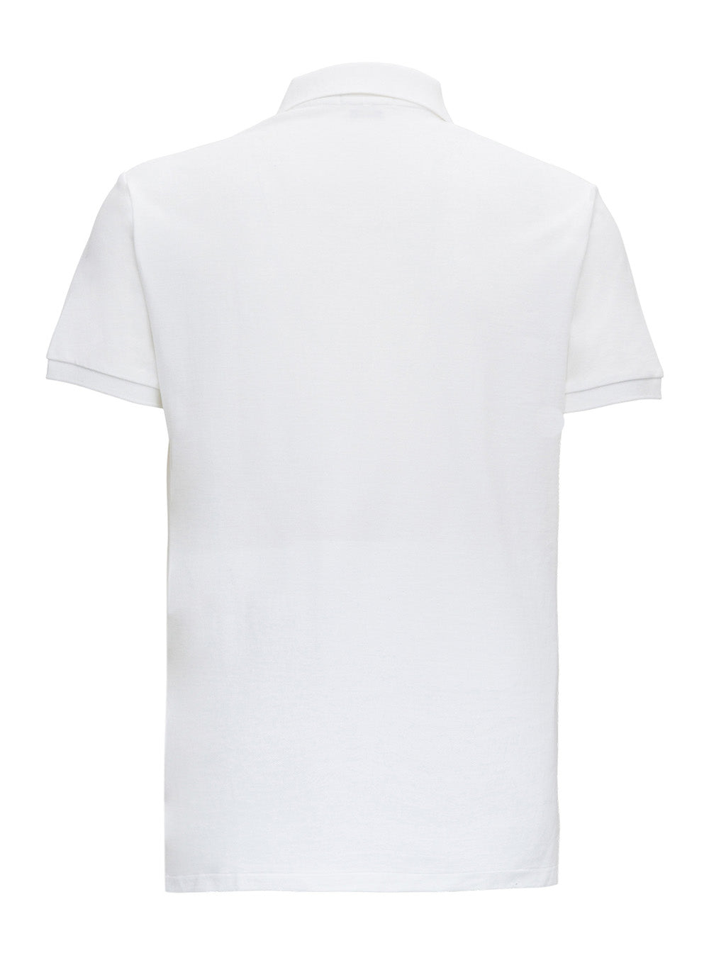 Slim Fit White Polo Shirt with Classic Collar and Pony Embroidery on the Front in Cotton for Men Tshirts