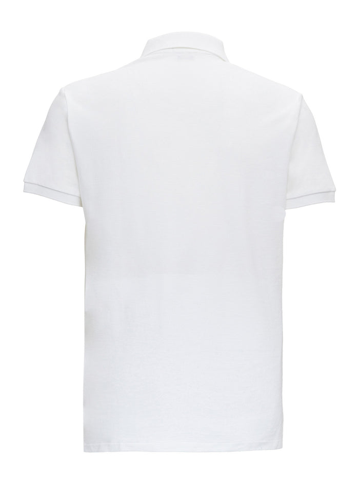 Slim Fit White Polo Shirt with Classic Collar and Pony Embroidery on the Front in Cotton for Men Tshirts