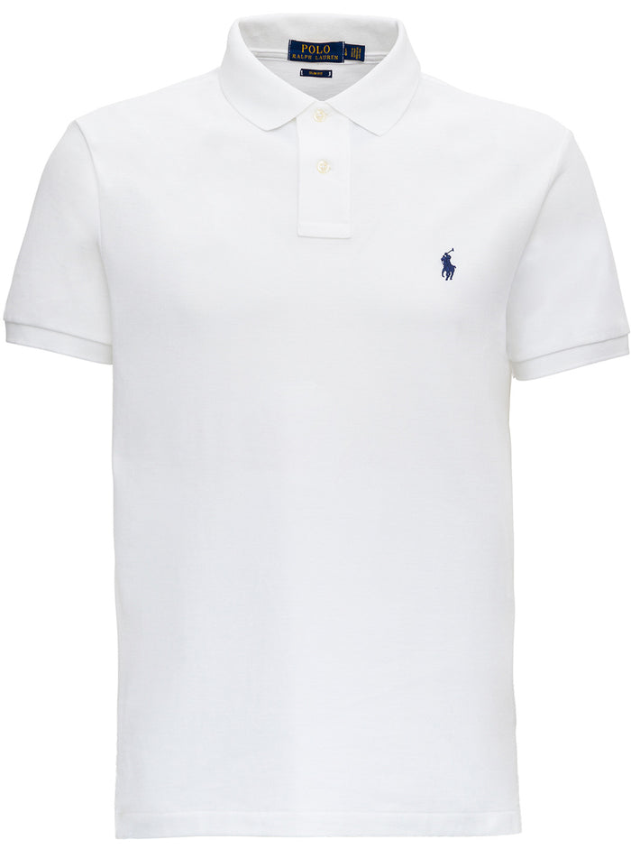 Custom Fit White T-Shirt with Embroidered Logo on the Front in Cotton Man Tshirts And Polo Shirts