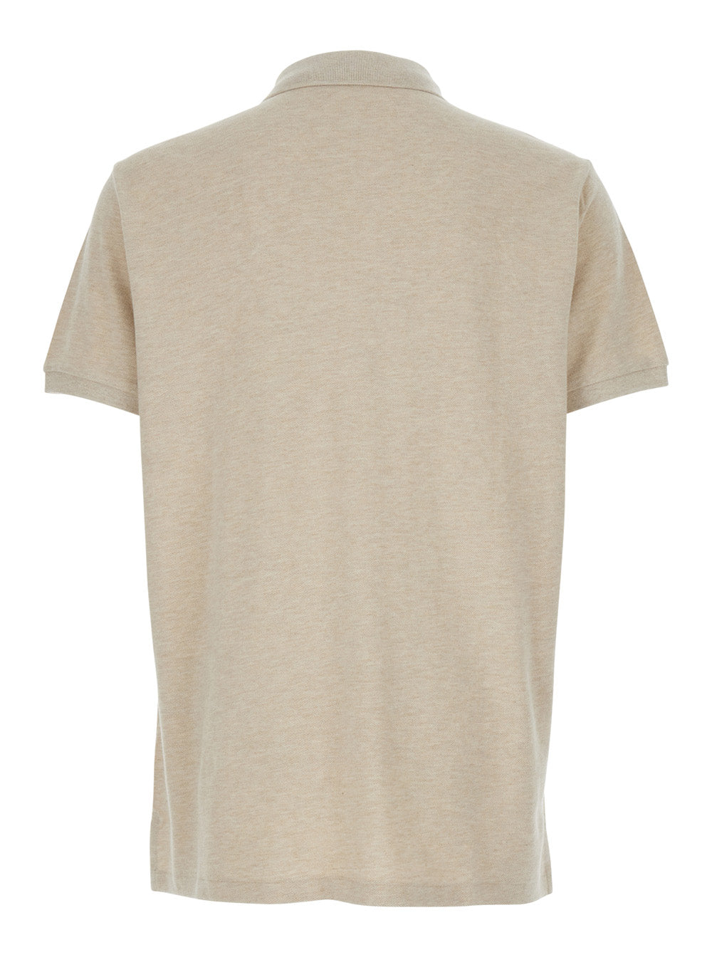Beige Polo Shirt with Classic Collar and Pony Embroidery on the Front in Cotton for Men Tshirts
