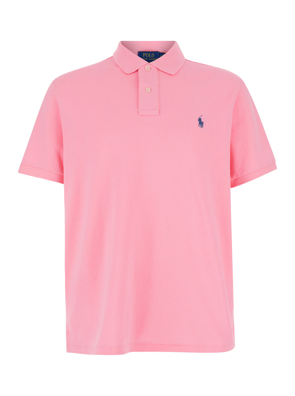 Custom Fit Pink Polo Shirt with Classic Collar and Pony Embroidery on the Front in Cotton for Men Tshirts