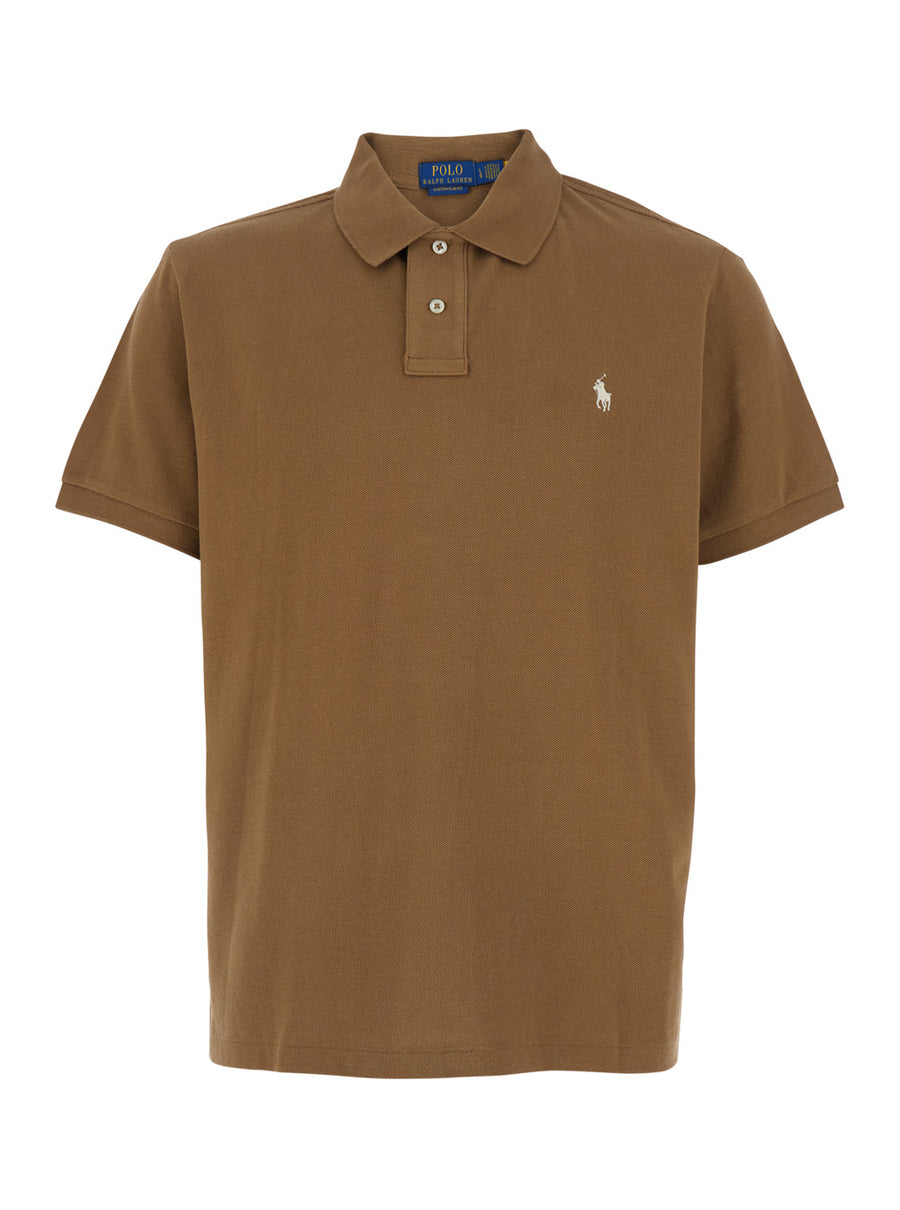 Polo Shirt Slim Fit Brown Cotton T-shirts