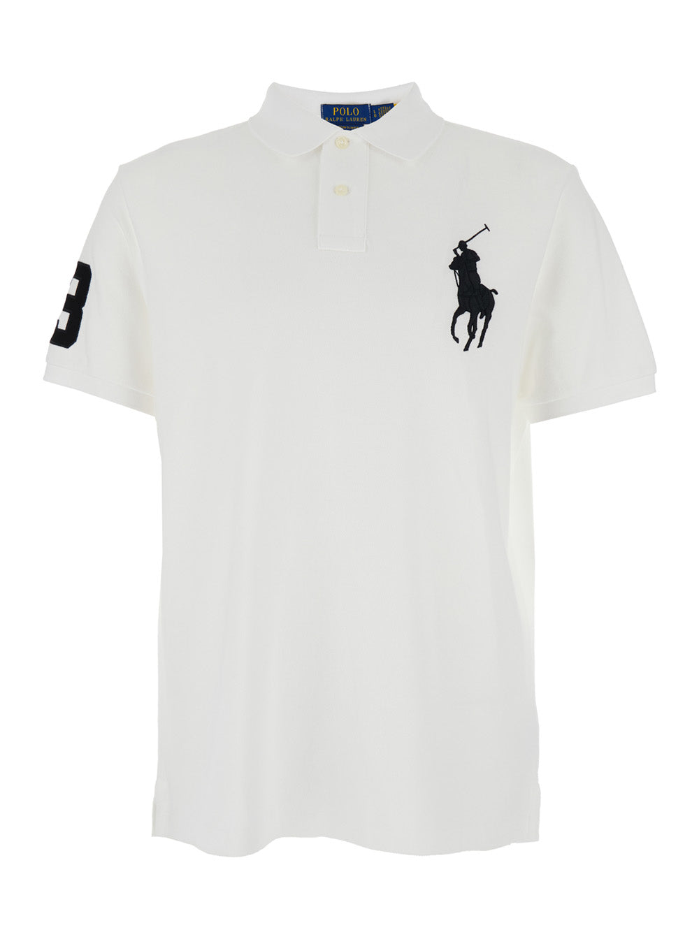 Polo Custom Slim Fit with Large Pony Embroidery on the Front and Numeric Detail Shoulder in White Cotton for Men Tshirts Shirts