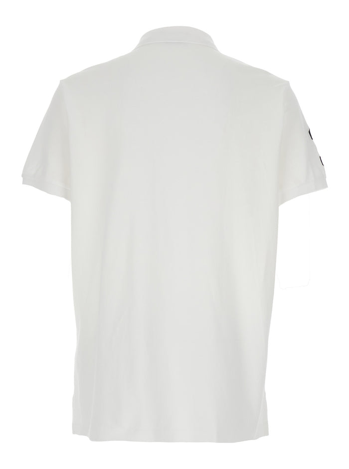 Polo Custom Slim Fit with Large Pony Embroidery on the Front and Numeric Detail Shoulder in White Cotton for Men Tshirts Shirts
