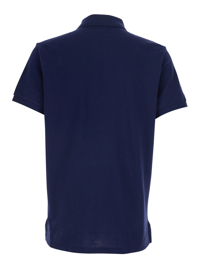 Big Pony Blue Polo Shirt with Classic Collar and Embroidered Logo in Cotton for Men Blu Tshirts