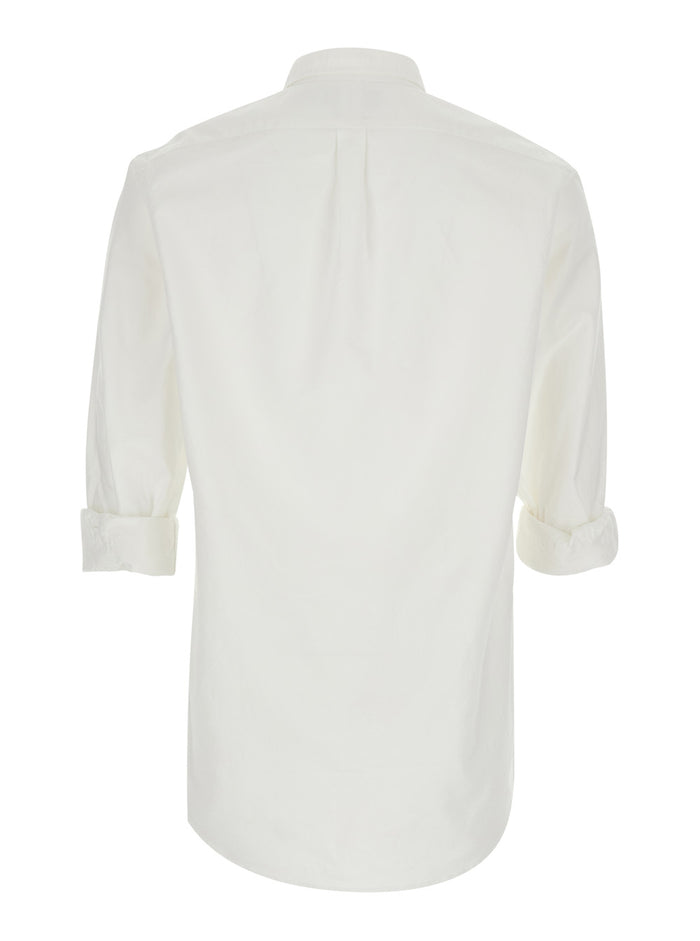 Oxford Slim Fit White Shirt with Logo on the Front in Cotton for Men And Blouses