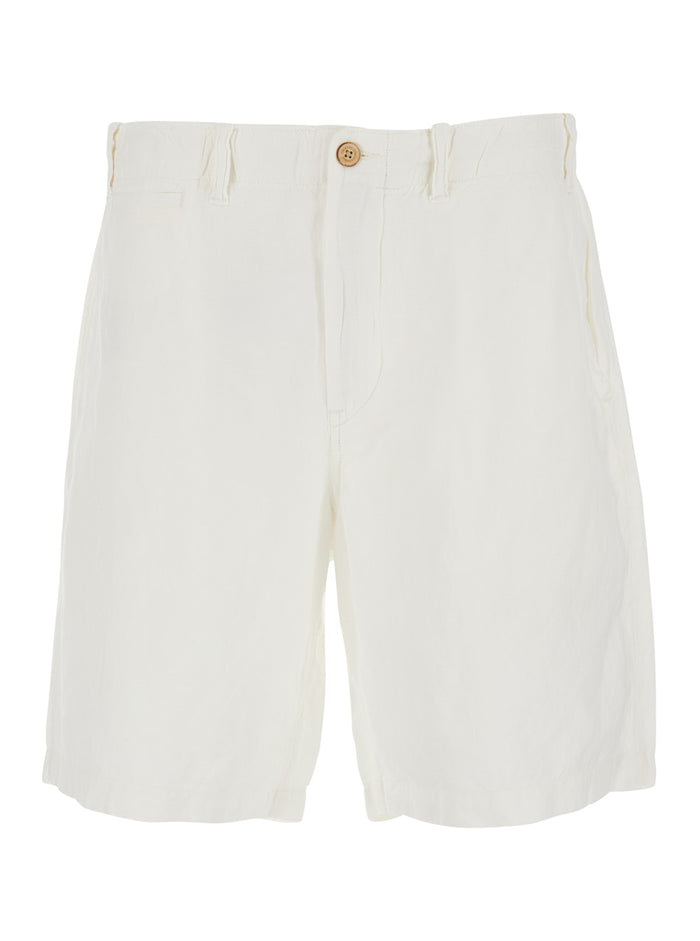 White Bermuda Shorts In Linen for Men And