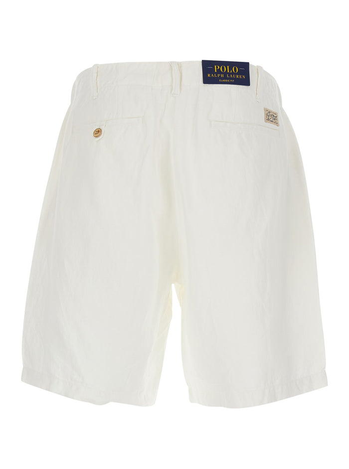 White Bermuda Shorts In Linen for Men And