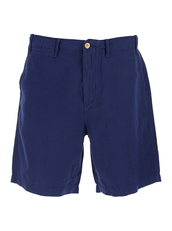 Bermuda Shorts Blue Linen-Cotton