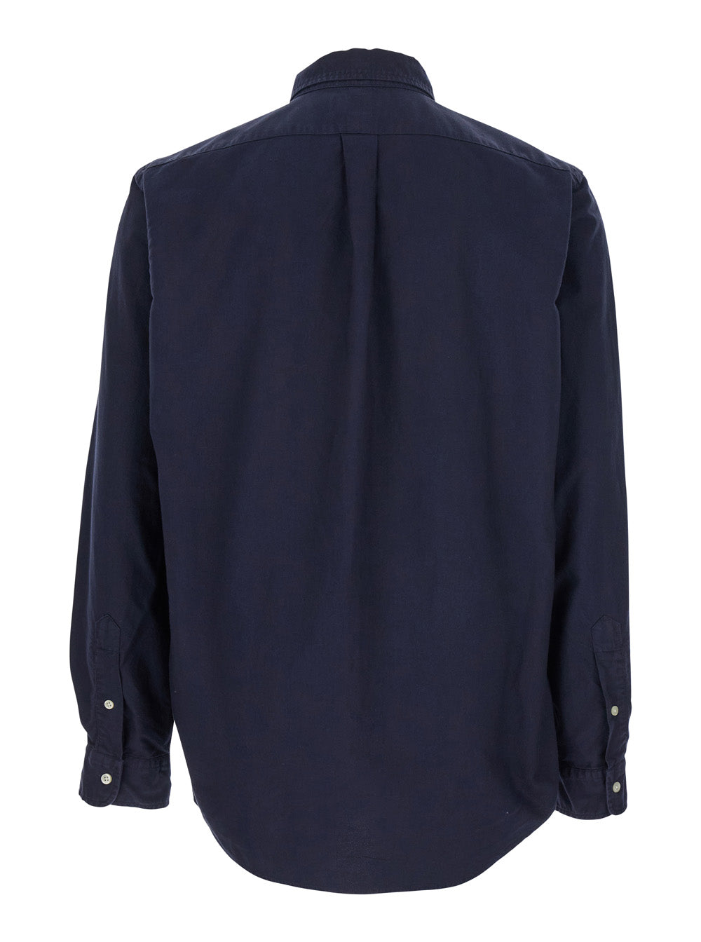 Blue Long-Sleeved Shirt Custom Fit Oxford With Button Down Collar And Pony Embroidery On The Front Cotton For Men Blu Blouses