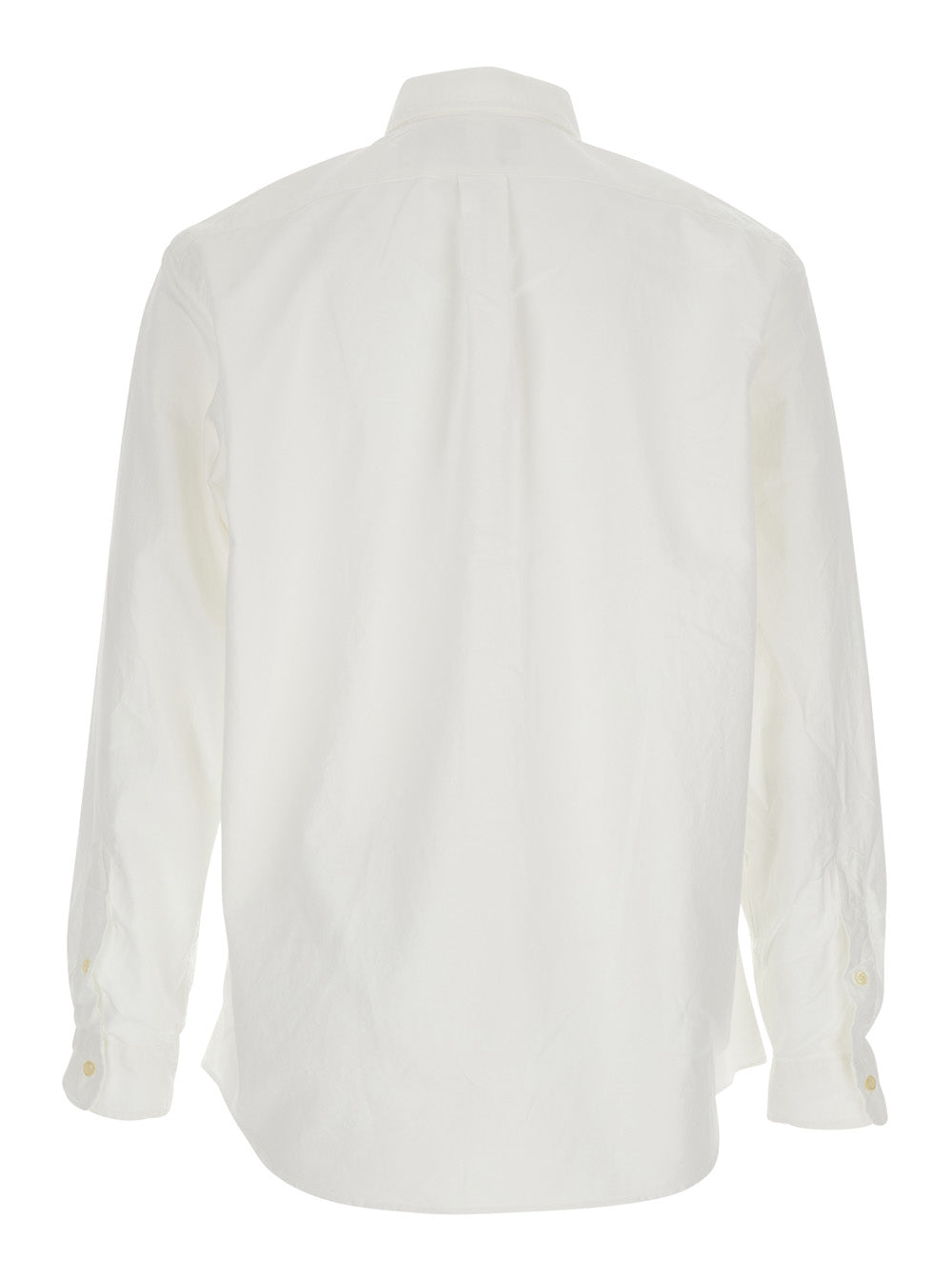 Custom Fit Oxford White Shirt with Button Down Collar and Pony Embroidery on the Front in Cotton Man Blouses