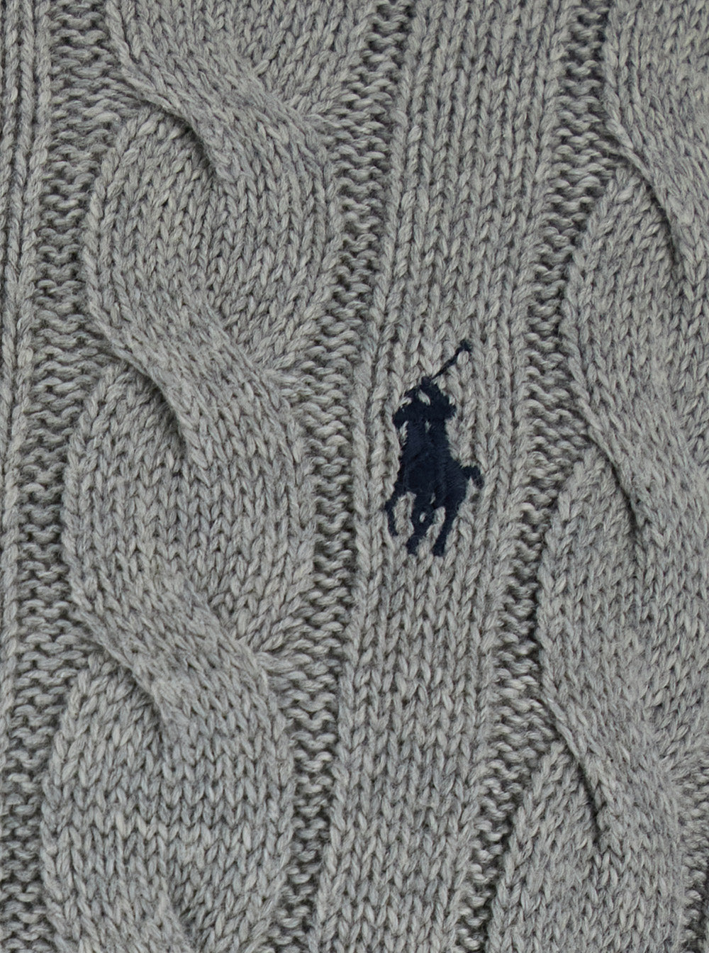 Grey Crewneck Sweater with Pony Embroidery on the Front and Cable Knit in for Women Jersey