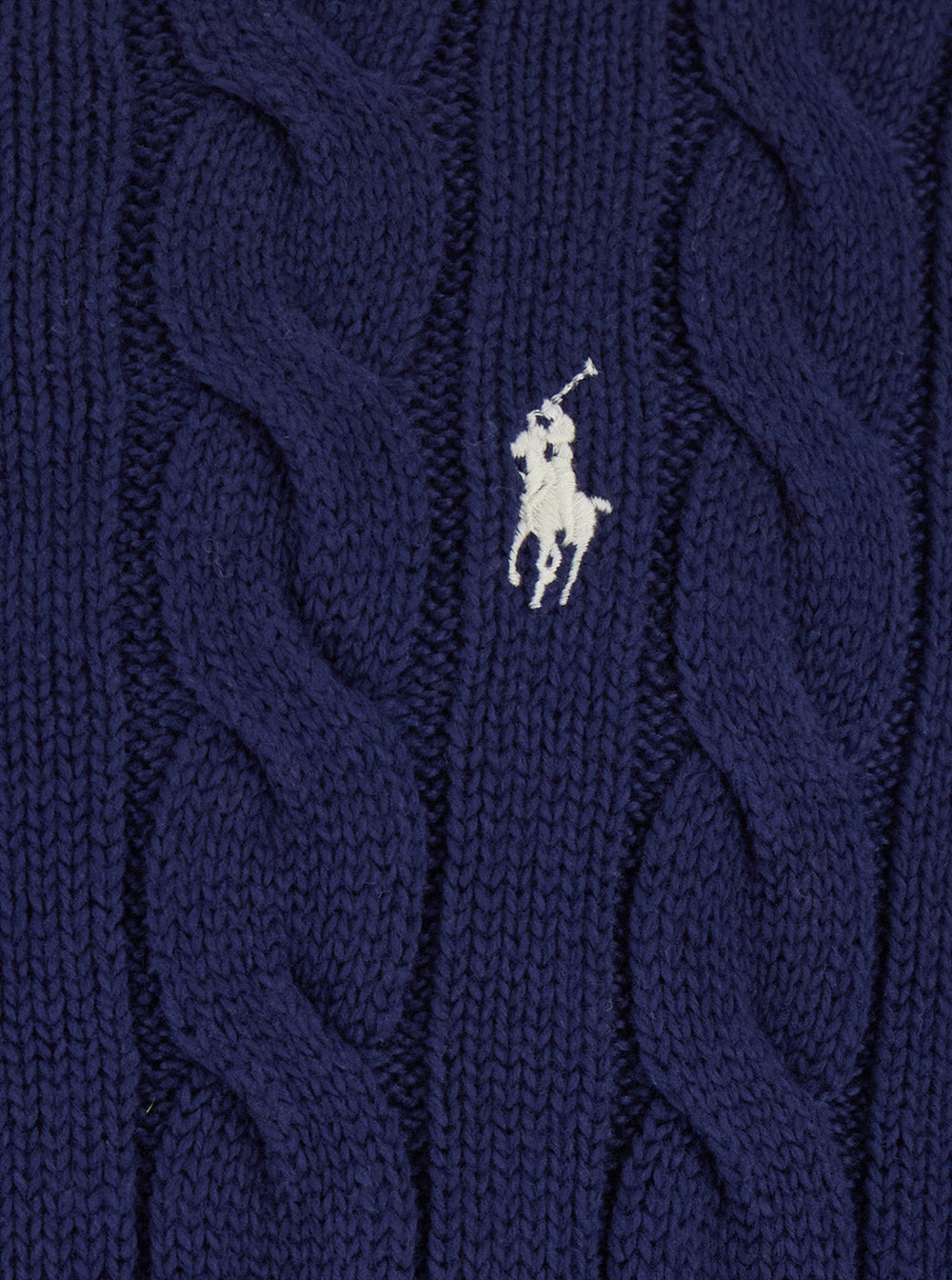 Blue Crewneck Sweater with Braided Knit and Pony Embroidery on the Front in Cotton Man Blu Jersey