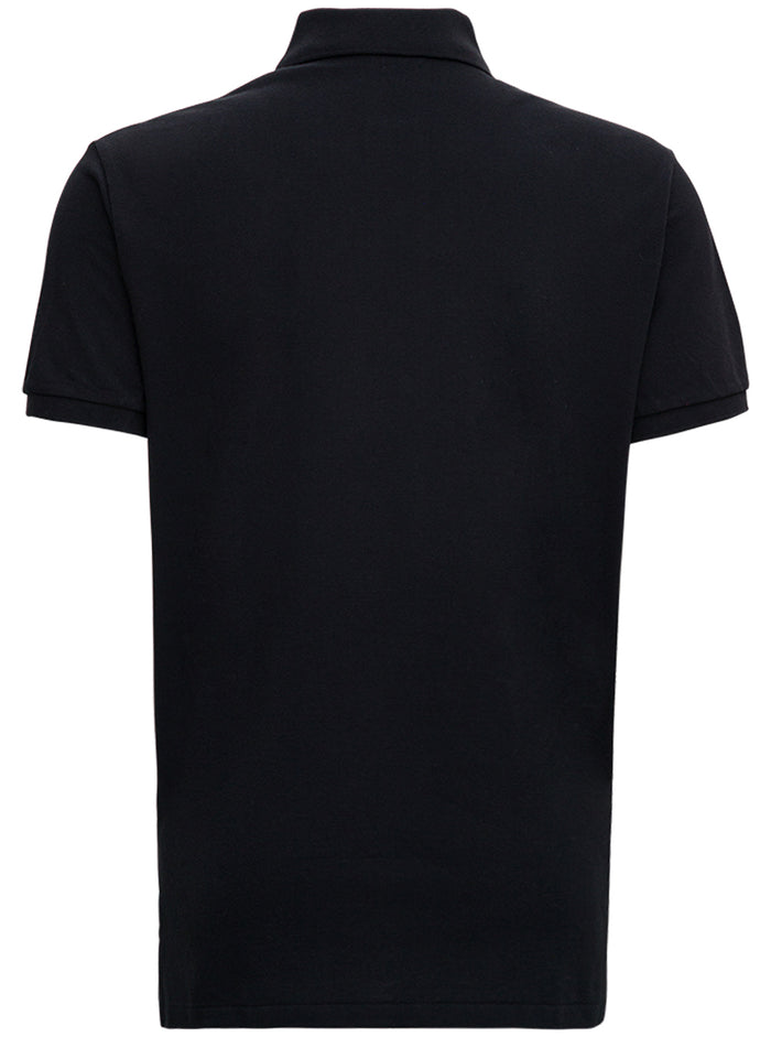 Black Polo Shirt with classic collar and pony logo on the front in cotton for men Tshirts