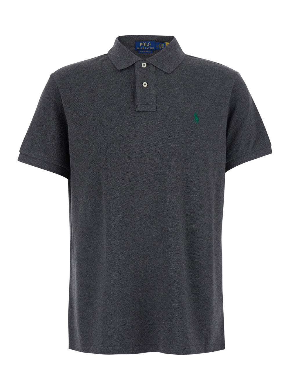 Grey Polo Shirt with Classic Collar and Pony Embroidery on the Front in Cotton for Men Tshirts