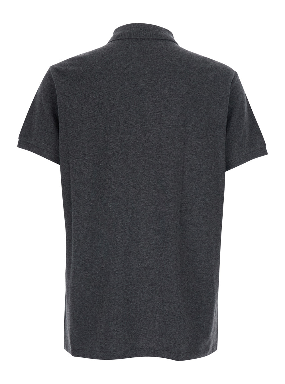 Grey Polo Shirt with Classic Collar and Pony Embroidery on the Front in Cotton for Men Tshirts