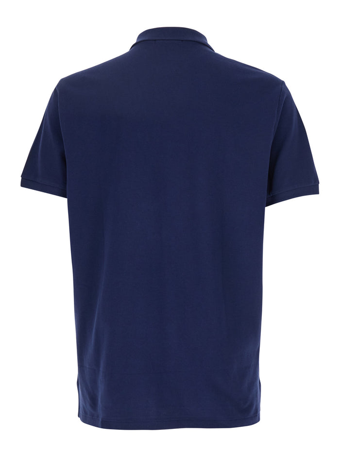Custom Slim Fit Blue Polo Shirt with Pony Detail on the Front in Cotton for Men Blu Tshirts And