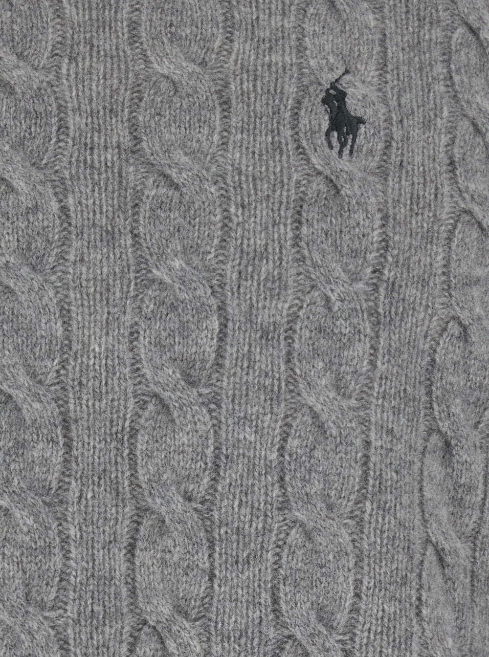 Crew Neck Sweater with Pony Embroidery on the Front and Knit in Wool Cashmere Gray Men Grey Jersey