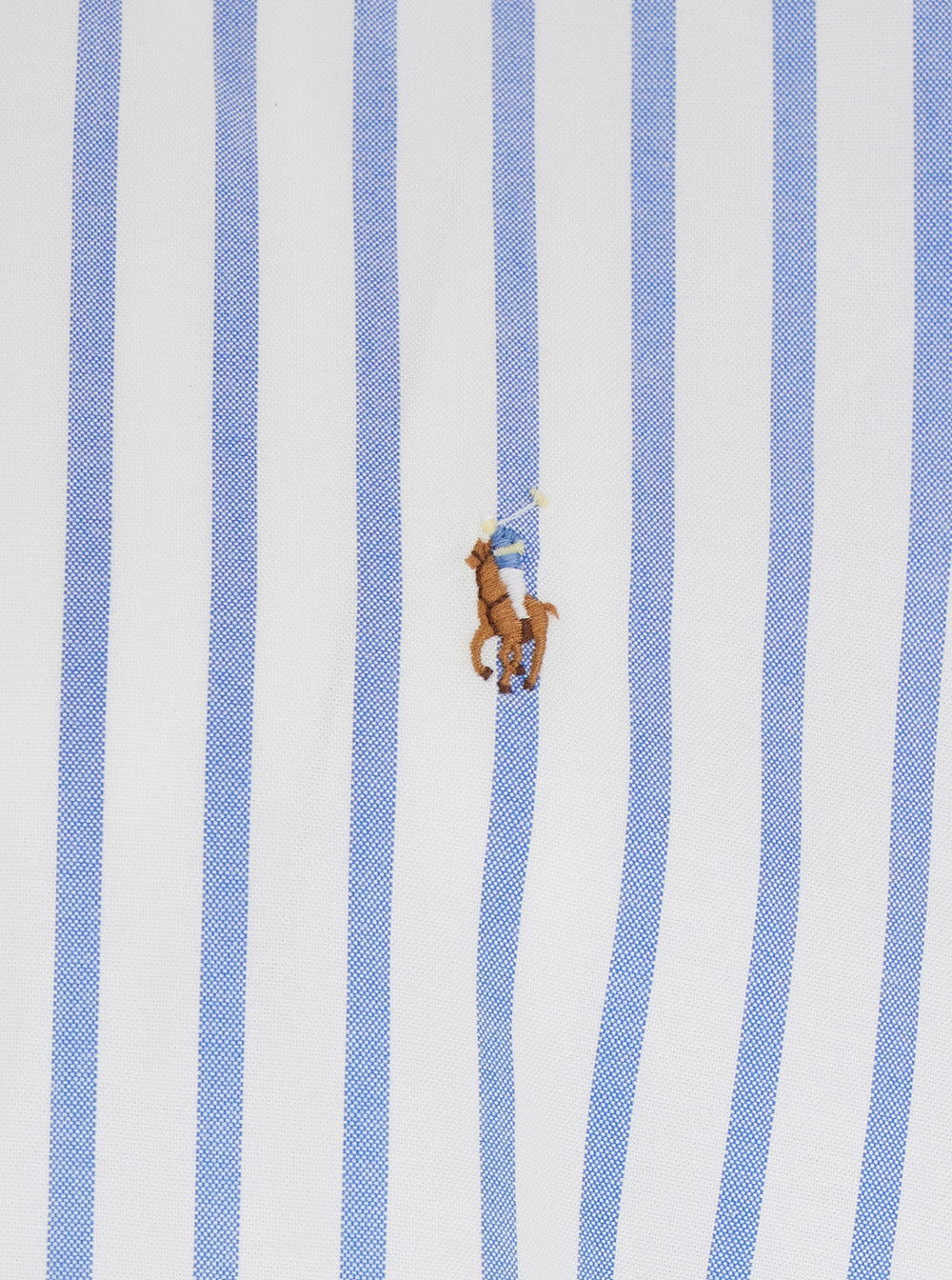 Light Blue Shirt With Pony Embroidery On The Front And All-Over Striped Motif In Cotton For Men Blouses