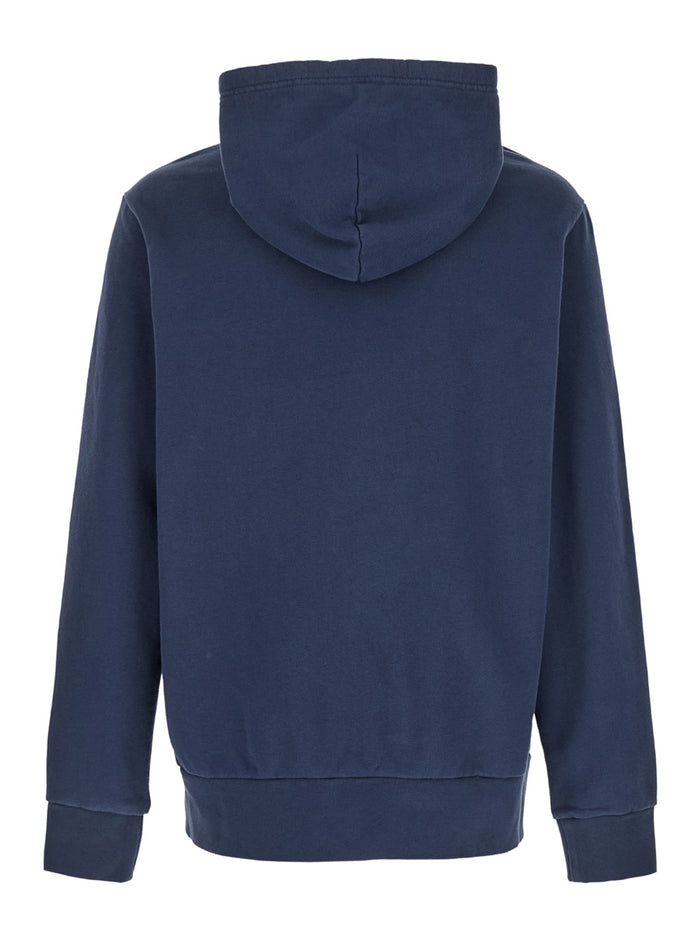 Blue Hoodie with Pony Embroidery In Cotton for Men Blu Sweatshirts