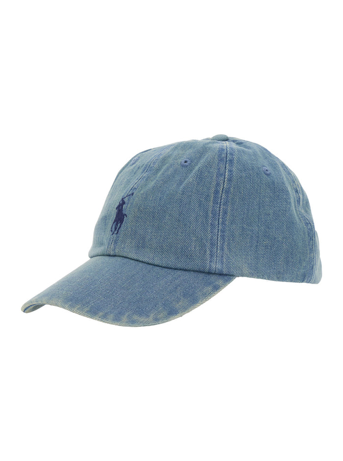 Light Blue Baseball Cap With Embroidered Pony On Front Cotton For Men Hats And Gloves