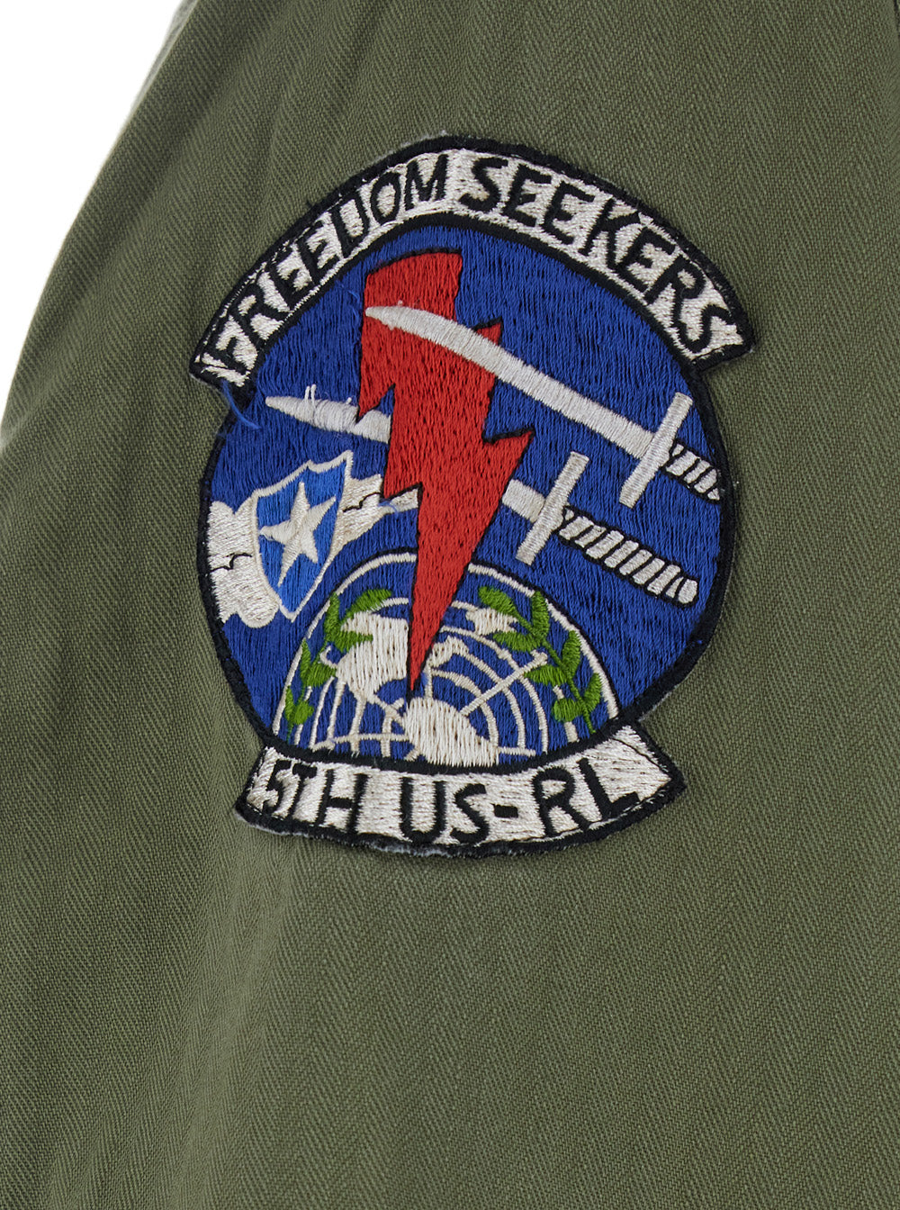 Green Jacket with Patches Applied on the Front and Sleeves in Cotton Man Outerwear