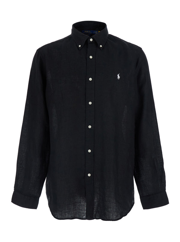 Shirt Custom Fit Linen Black