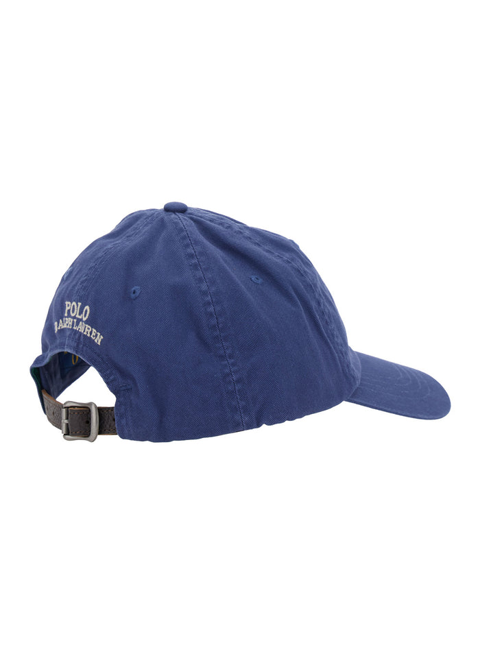 Blue Baseball Cap with Bear Embroidery in Cotton for Men Blu Hats And Gloves