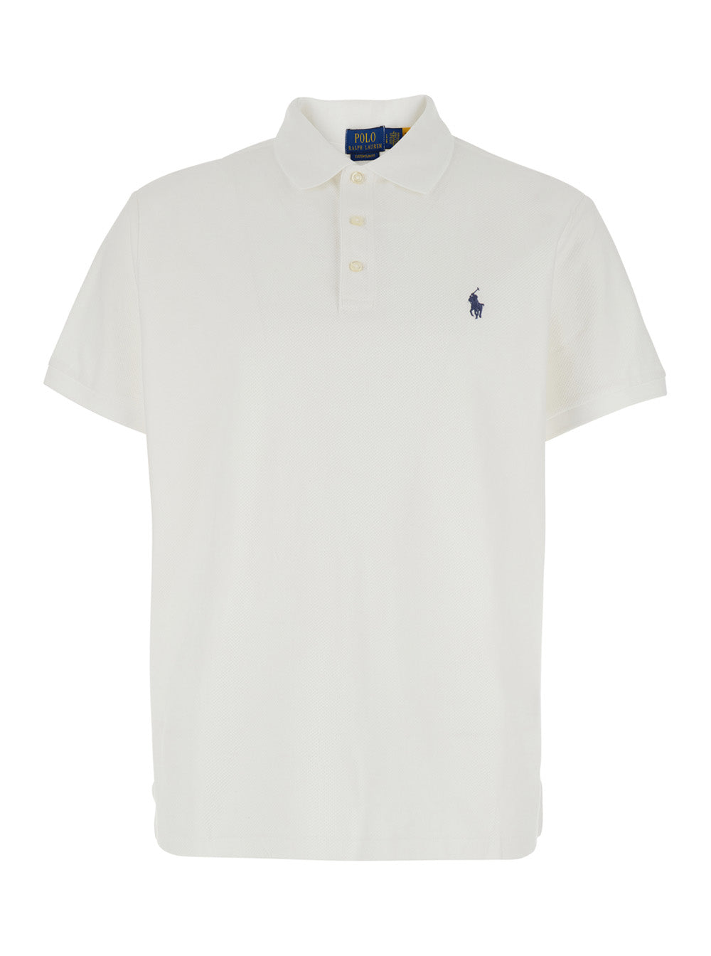 White Polo with Classic Collar and Pony Embroidery on the Front in Cotton Man Tshirts Shirts