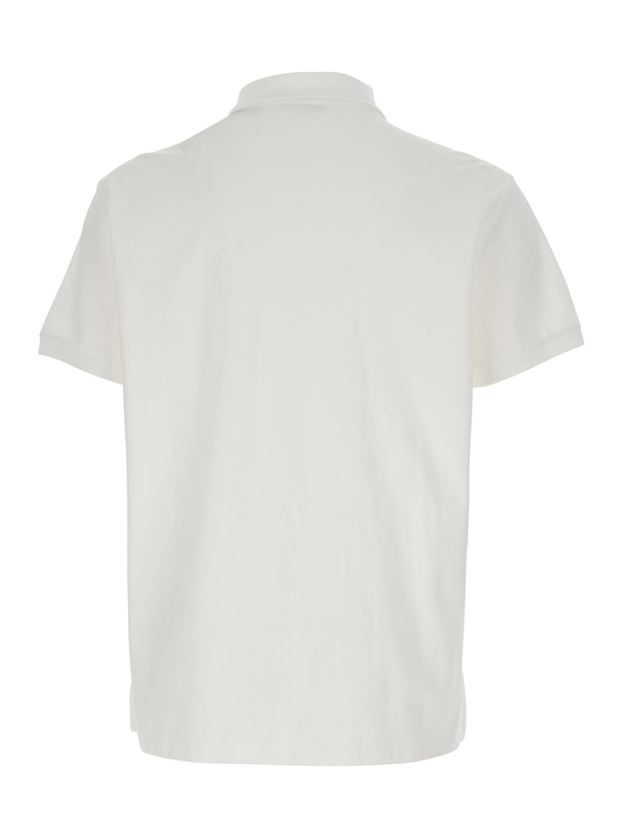 White Polo with Classic Collar and Pony Embroidery on the Front in Cotton Man Tshirts Shirts