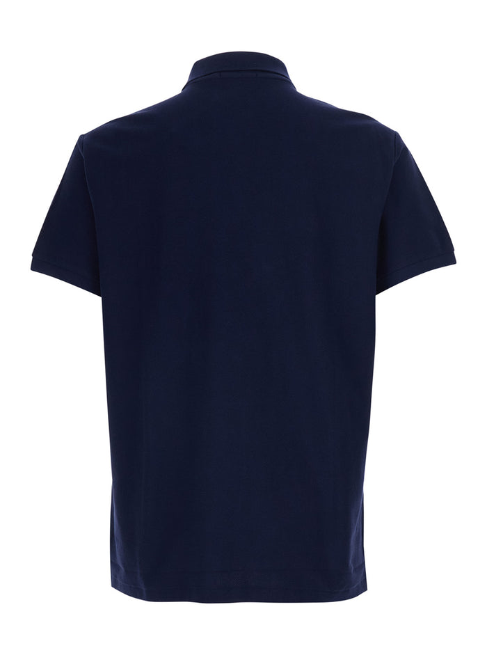 Blue Polo Shirt with Classic Collar and Pony Embroidery on the Front in Cotton for Men Blu Tshirts