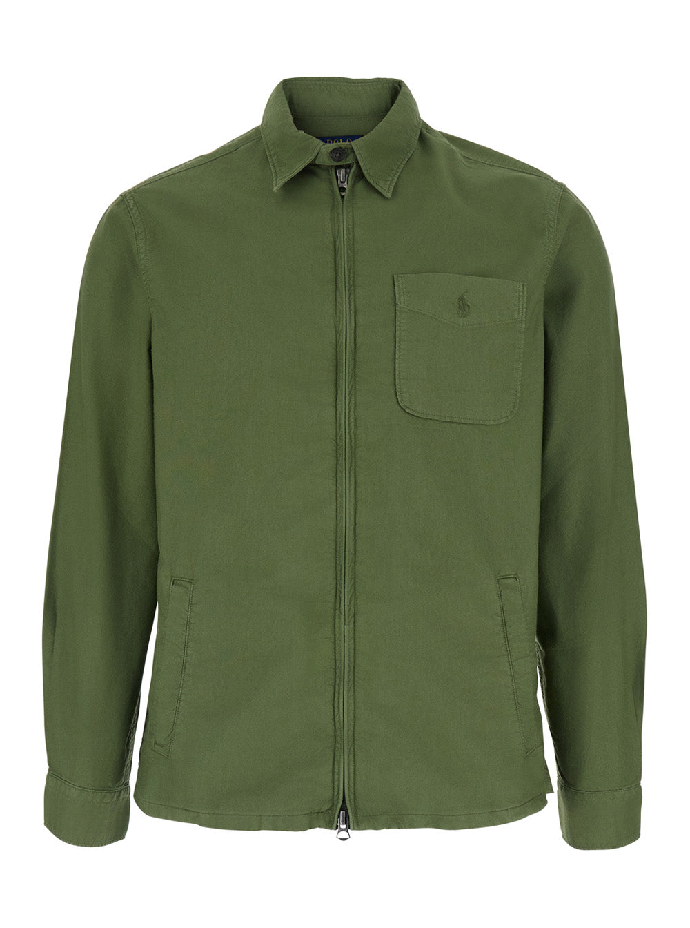 Green Jacket With Front Zip Closure Tech Fabric Man