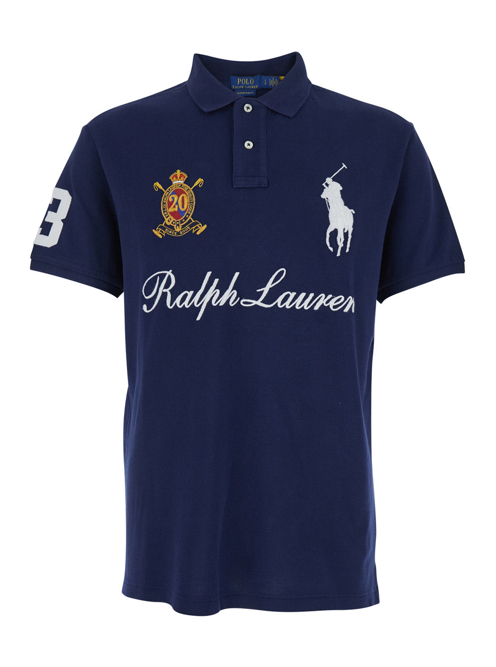 Blue Polo Shirt With Classic Collar And Logo On The Front In Cotton For Men Blu Tshirts
