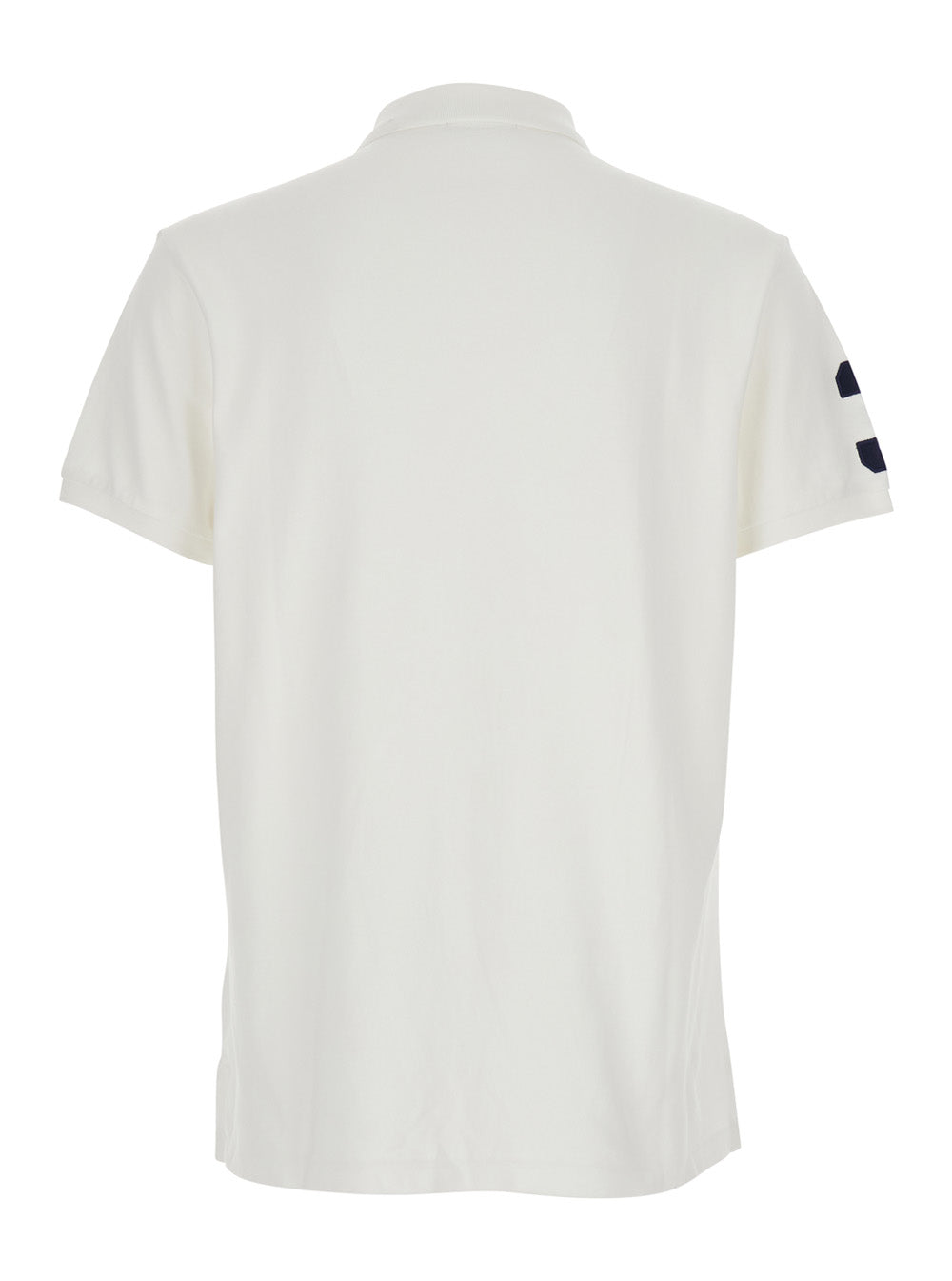 Classic Fit White Polo Shirt With Collar And Maxi Logo On The Front Cotton For Men Tshirts
