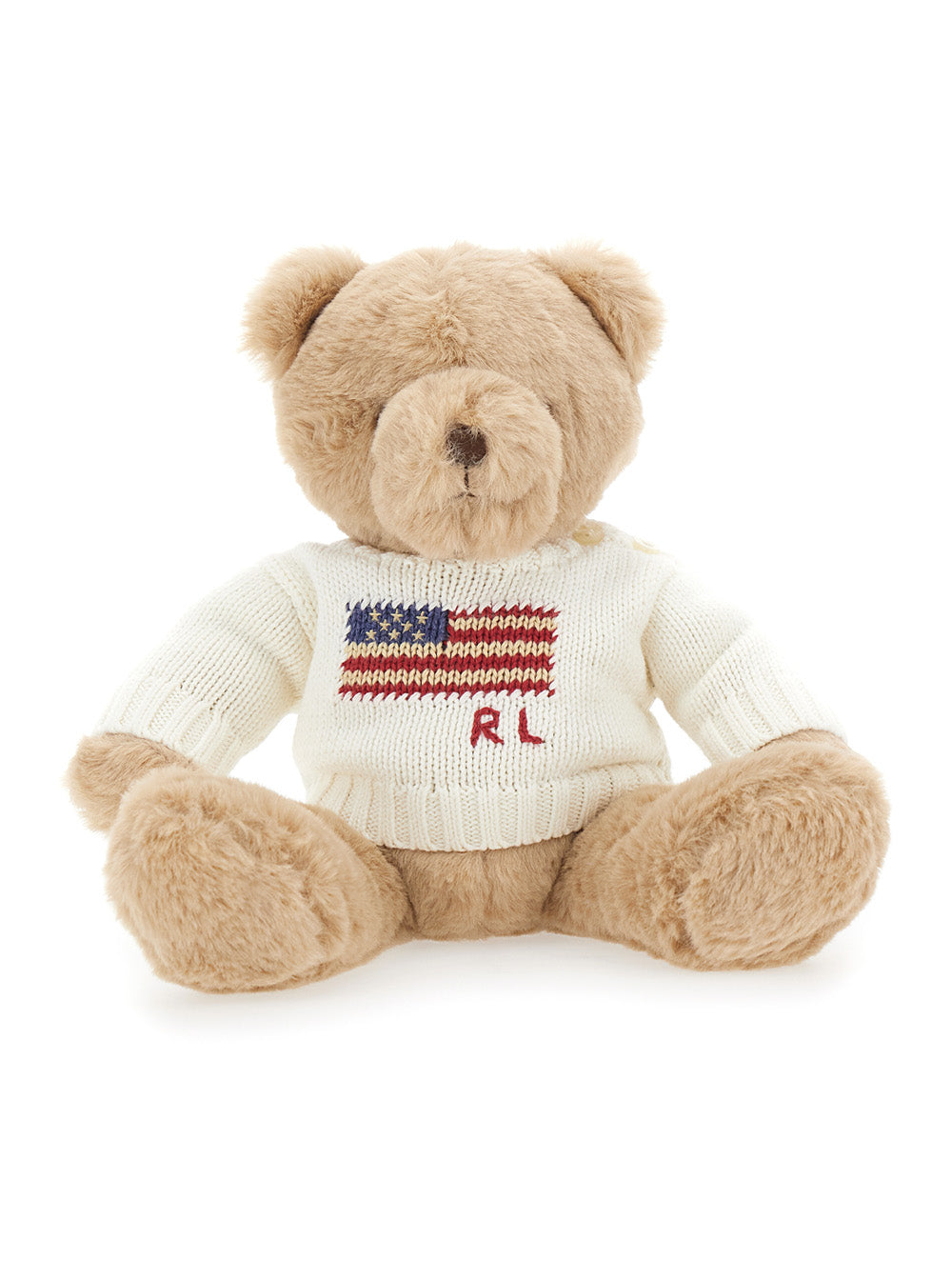 Teddy Bear Plush with Front Logo in Baby White Fabric Polyester