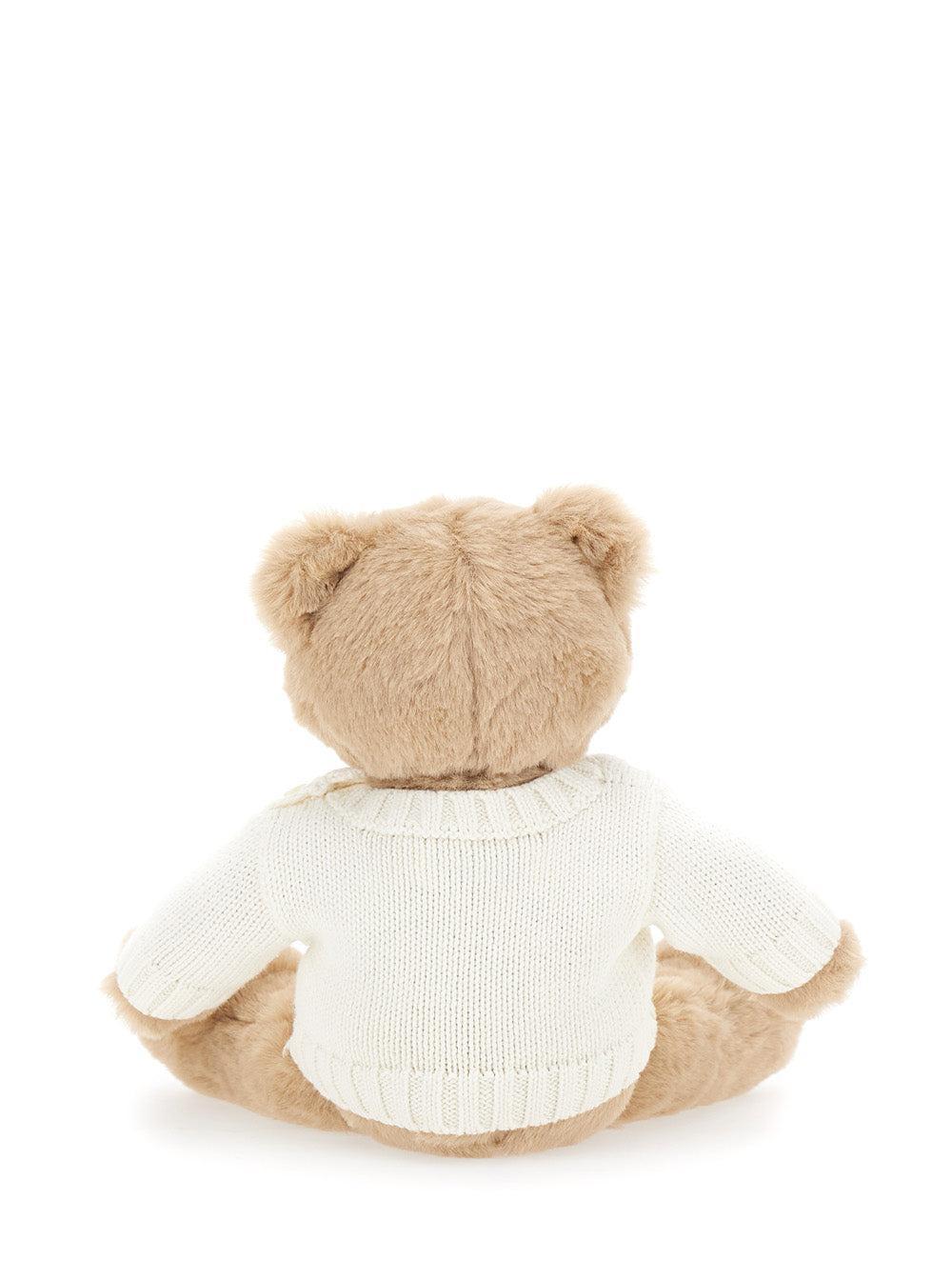 Teddy Bear Plush with Front Logo in Baby White Fabric Polyester