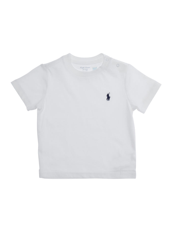 T-Shirt Cotton Jersey Crewneck With Round Neck And Short Sleeves White For Boy Tshirts Polo Shirts