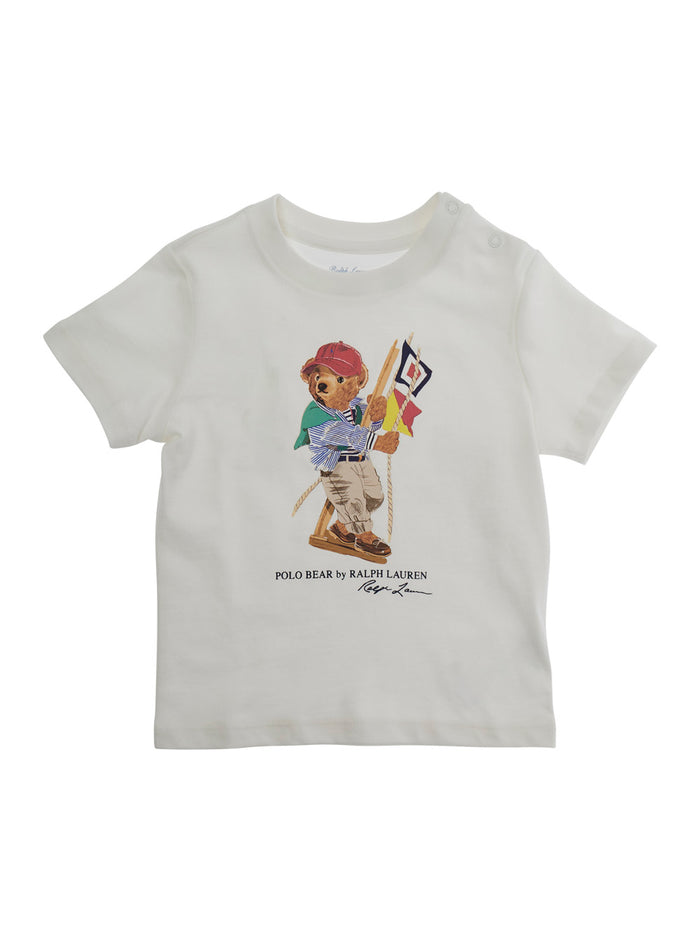 White T-Shirt 320A12428002 with Front Logo Print in Cotton for Men Tshirts And Polo Shirts