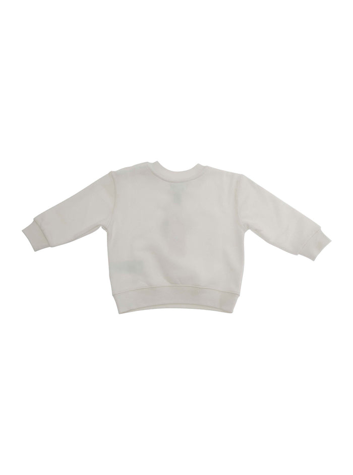 Crewneck Sweatshirt with Maxi Logo on the Front in Cotton Blend Baby White Recycled Polyester Sweatshirts