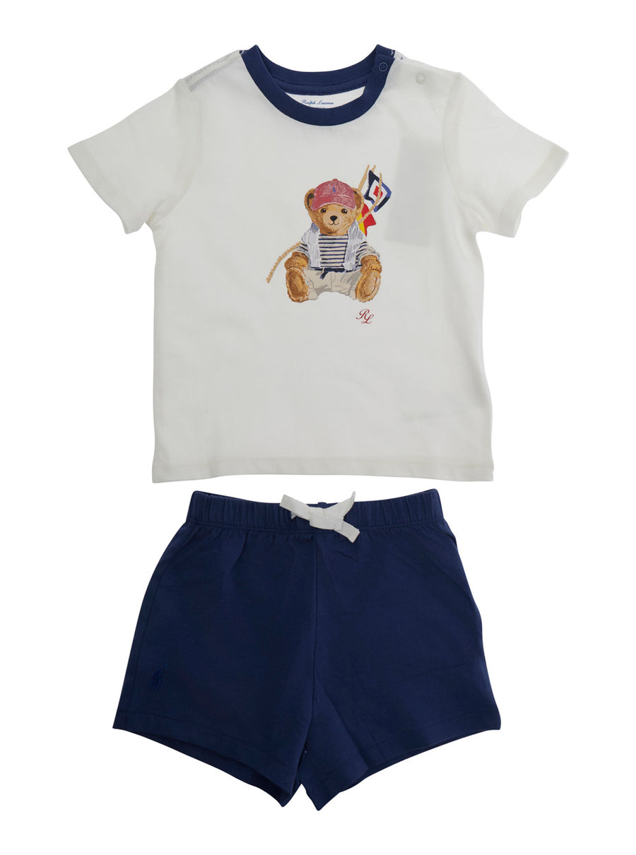 Kids Knit Short Set White Cotton Tracksuit Sets