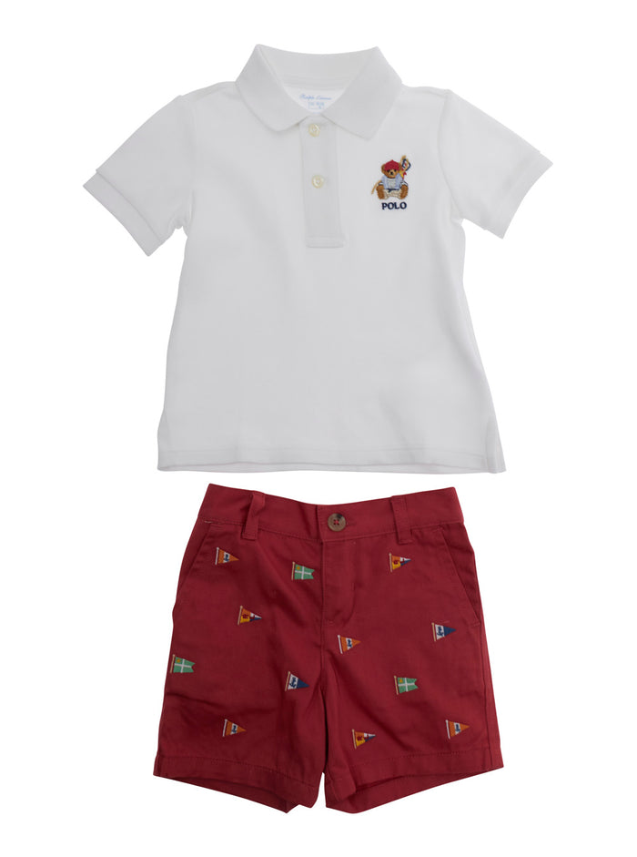 White KNIT-SHORT SET-OUTFIT SET with T-Shirt and Cotton Shorts for Kids Suits
